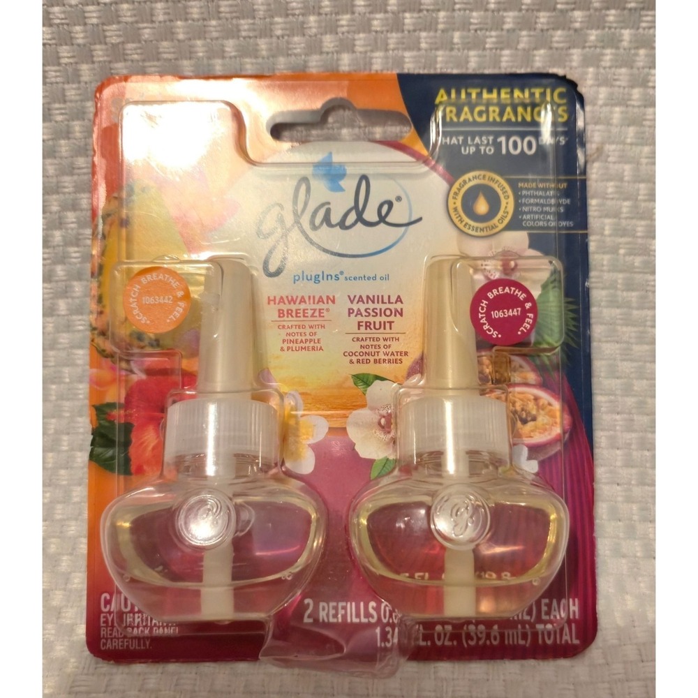Glade Plugins Scented Oil Refills Hawaiian Breeze & Vanilla Passion Fruit 2 Pack